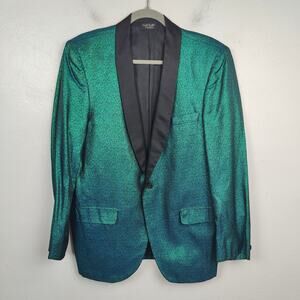 Vintage First Nighter Formals Blazer Mens 39R Green Blue Shift Metallic Shimmer‎